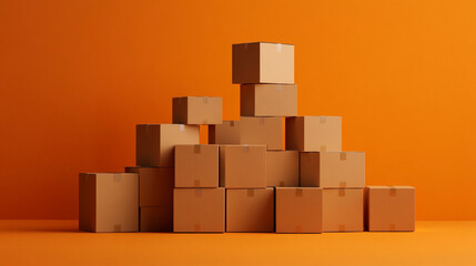 Obraz premium Stacked cardboard boxes.