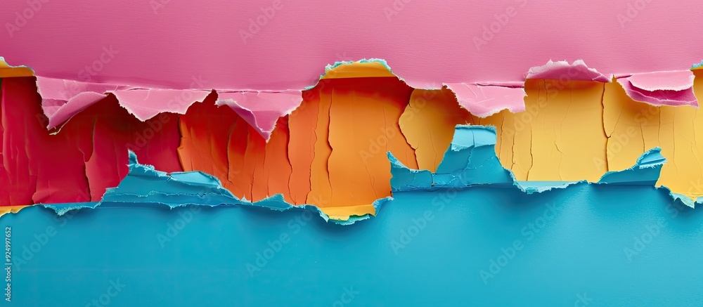 Aufkleber a torn paper bears a fitness message against a colorful backdrop serving as a symbolic image for fit