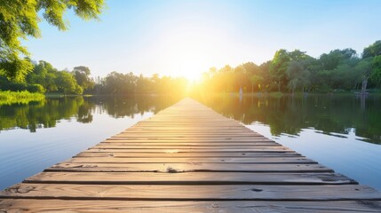 Serene Sunset Scene on Wooden Pier