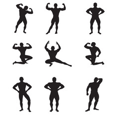 black bodybuilding icon with wight background