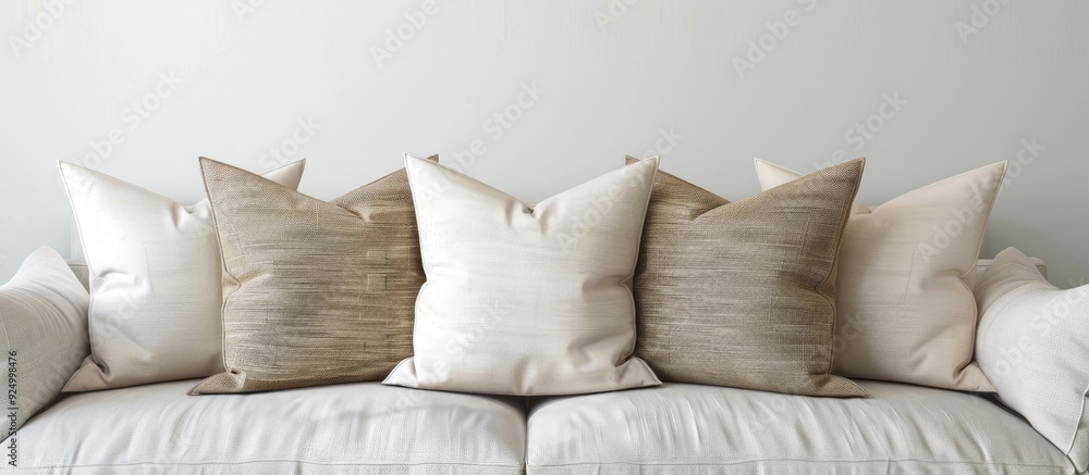 Aufkleber beige pillows arranged on the living room sofa perfect for adding warmth and style to the cozy setti
