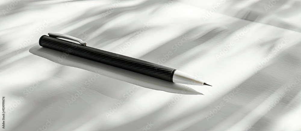 Aufkleber pen placed on top of a flat lay sheet with copy space image