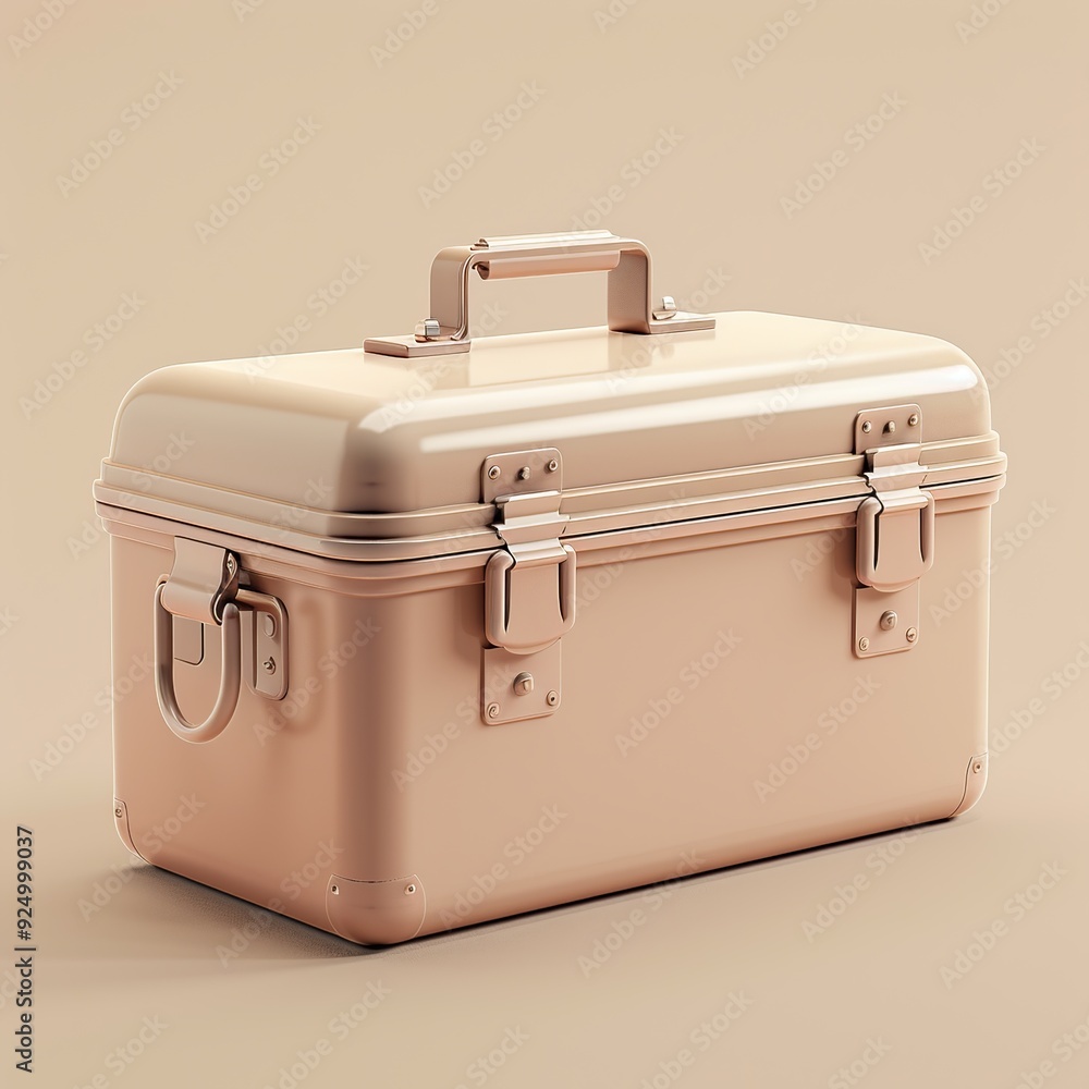 Aufkleber a clean and minimalist 3d render of a toolbox icon, showcasing a simple box with a handle in neutral