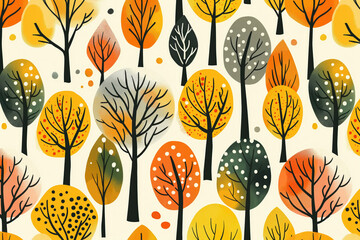 Pattern with autumn trees.