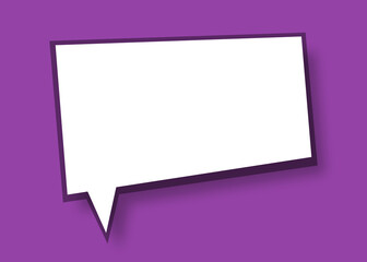 Empty speech balloon shape white paper isolated on purple background communication bubbles.
