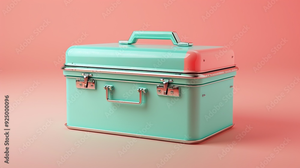 Aufkleber a clean and minimalist 3d render of a toolbox icon, showcasing a simple box with a handle in neutral