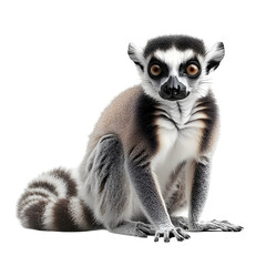 Obraz premium Closeup Portrait of Curious Lemur on Plain White Background Transparent PNG