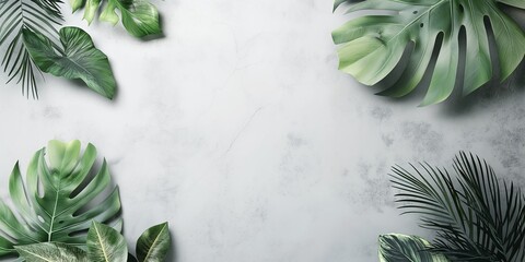 Fototapeta premium Tropical leaves displayed on a minimalistic white background, highlighting their innate beauty and texture.