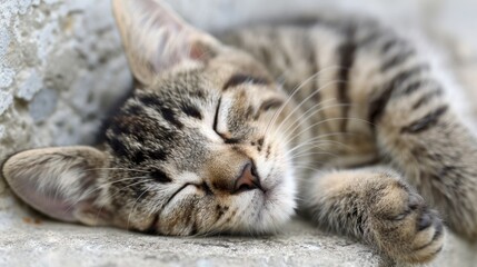 Serene Rest of Gray Tabby Cat
