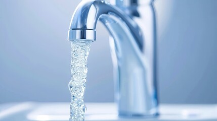 Bathroom Faucet Water Stream Close-Up Image