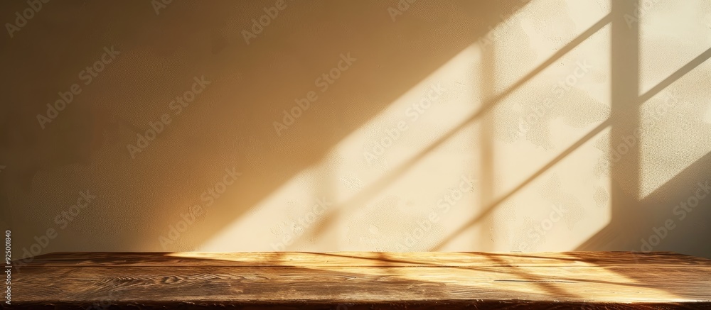 Poster a wooden table is shown against a wall background under soft window lighting creating subtle shadows