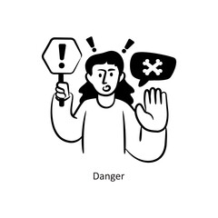 Danger vector outlineStyle Design Vector Stock illustration. 