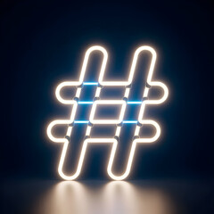 an illustration of a hashtag glowing on a black background, generated by AI
