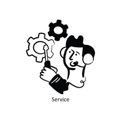 Service vector outlineStyle Design Vector Stock illustration. 