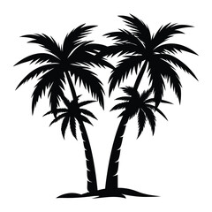 Palm tree silhouette vector illustration with black and white color