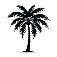 Palm tree silhouette vector illustration with black and white color
