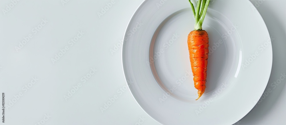 Aufkleber a fresh carrot sliced on a white plate against a white background with copy space for image text is 