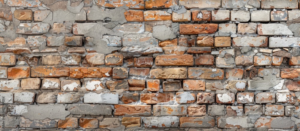 Poster a brick wall with a mix of old and new bricks is ideal as a background for various designs and prese