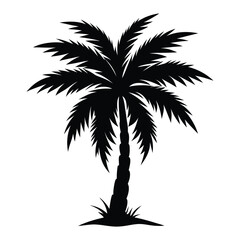 Palm tree silhouette vector illustration with black and white color