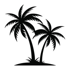 Palm tree silhouette vector illustration with black and white color