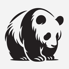 A striking vector illustration of a panda perched majestically, its intricate plumage rendered in elegant black and white