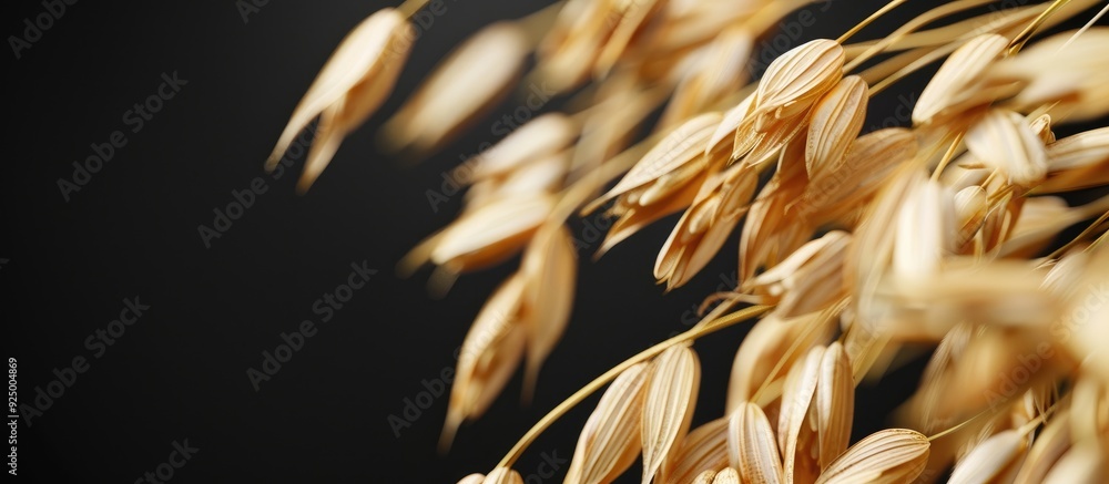 Poster close up view of a ripe oats ear with copy space image