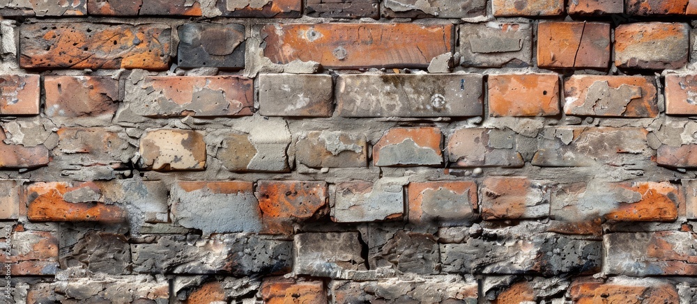 Poster brick wall with a mix of old and new bricks ideal as a background for designs and presentations with