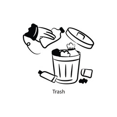 Trash vector outlineStyle Design Vector Stock illustration. 