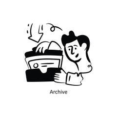Archive vector outlineStyle Design Vector Stock illustration. 