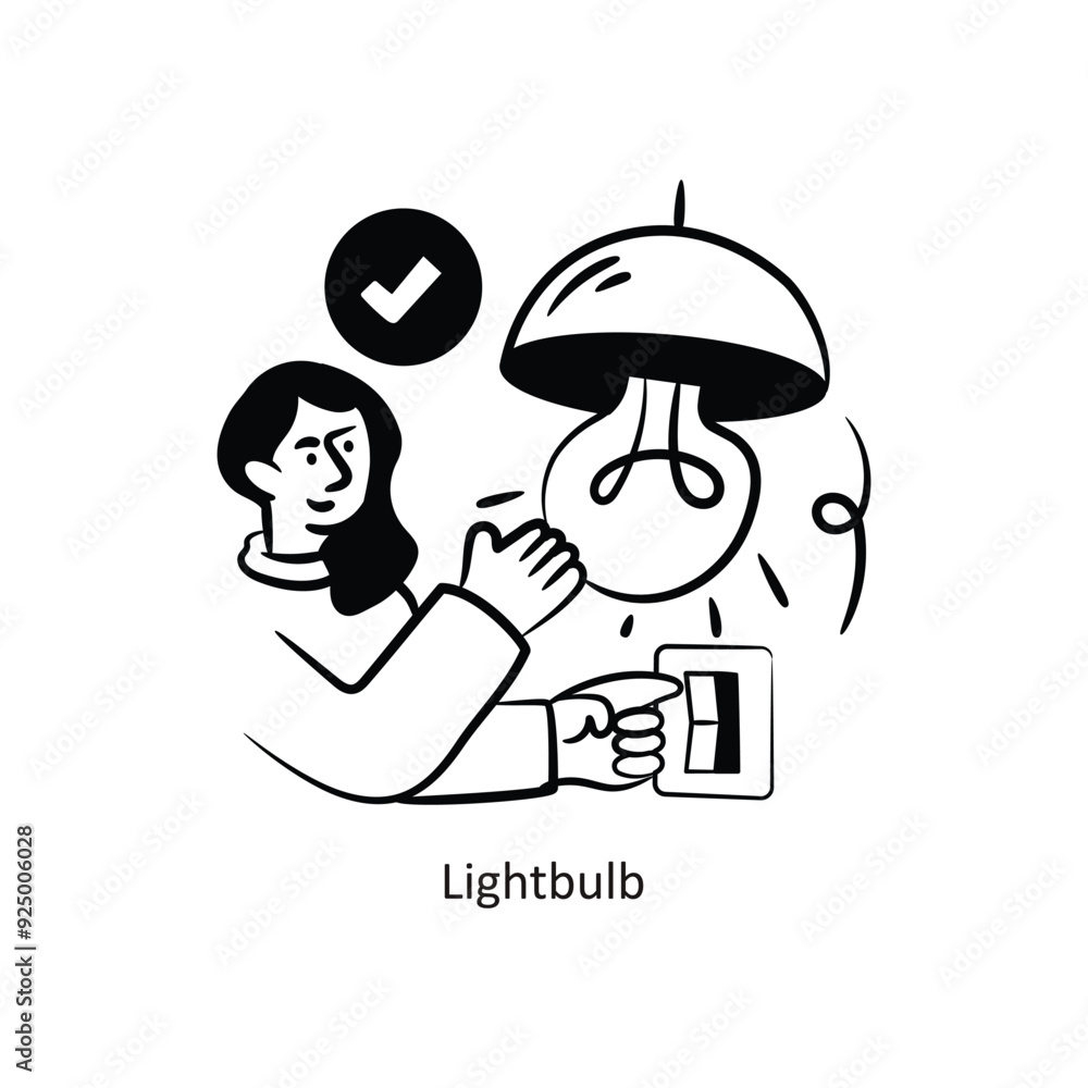 Poster lightbulb vector outlinestyle design vector stock illustration.