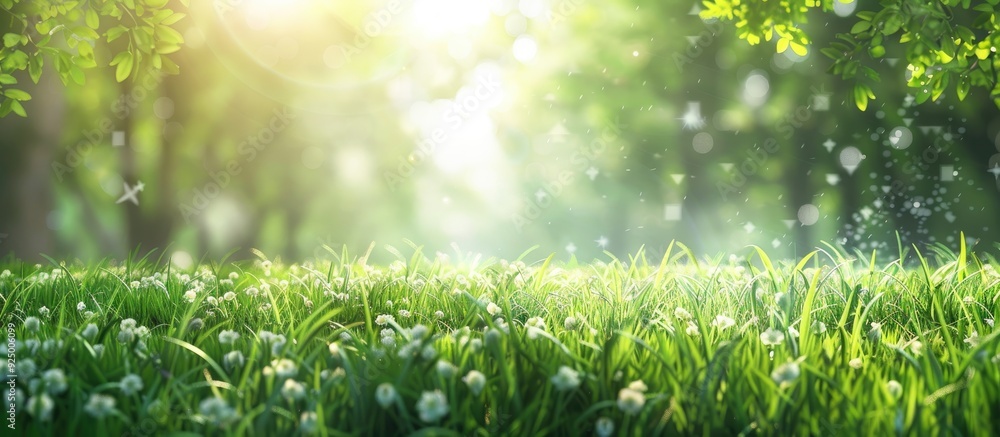 Poster green spring landscape with copy space image an ideal meadow banner representing spring and summer p