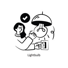 Lightbulb vector outlineStyle Design Vector Stock illustration. 