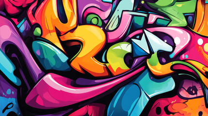 Colorful hearts depicted as graffiti love symbols on a wall, used as a background illustration.