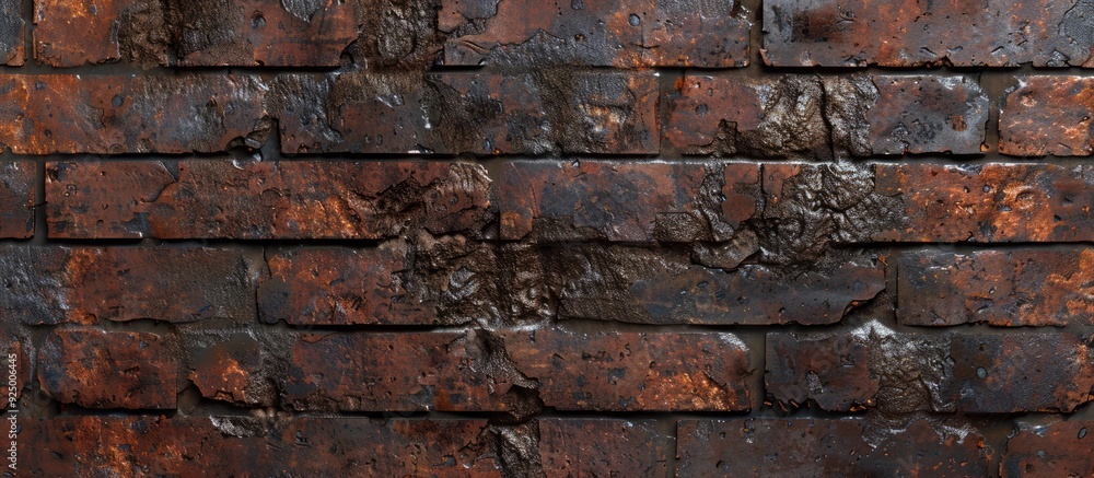 Poster Aged and weathered dark red bricks with a rough texture and ample copy space image