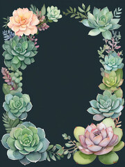 A blank wedding invitation adorned with a watercolor floral frame