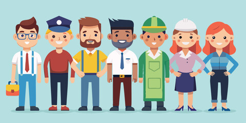 Set of characters of men and women of various professions. People working in various fields of work. Occupation
