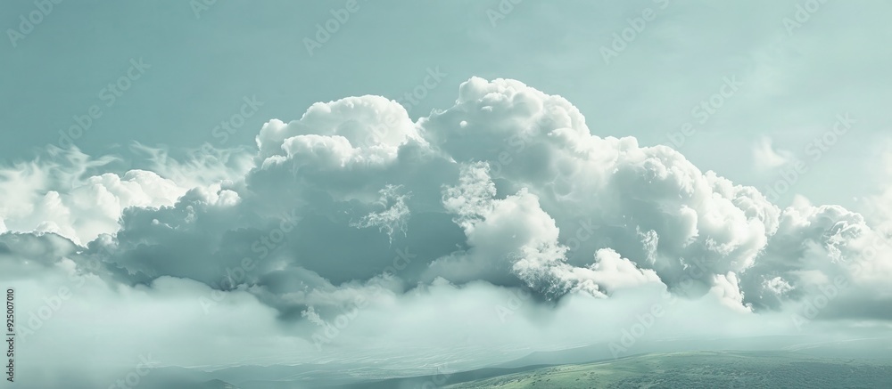 Poster clouds billowing above the distant ridge with copy space image