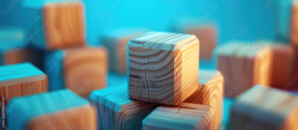 Aufkleber wooden blocks with a blue backdrop and special order message create a meaningful conceptual image wi