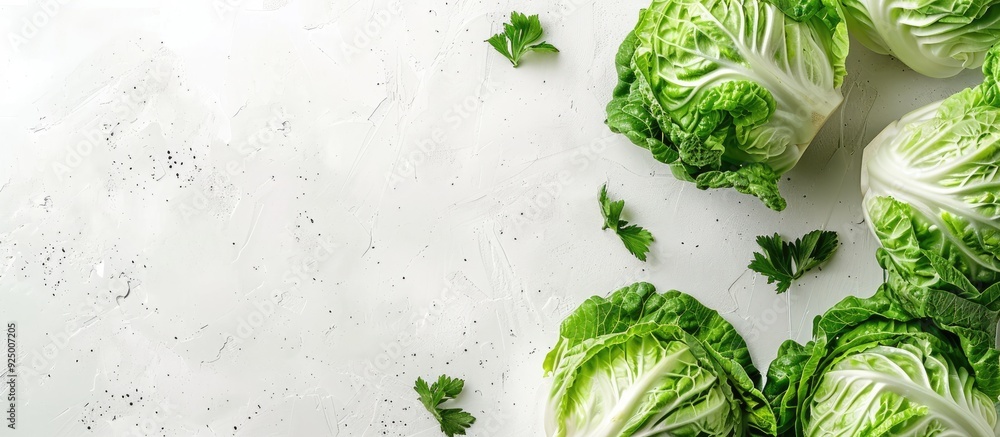 Poster fresh cabbage sliced on a white background with a copy space image showcasing its benefits as a heal