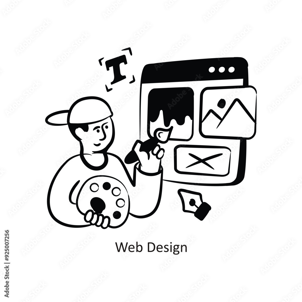 Poster web design vector outlinestyle design vector stock illustration.