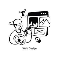 Web Design vector outlineStyle Design Vector Stock illustration. 