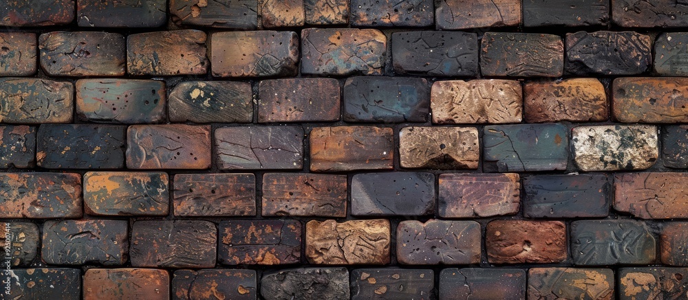 Poster a mix of antique and modern bricks arranged as a backdrop for design projects and presentations offe