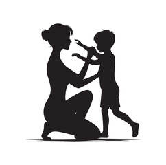 mom and Son silhouettes vector illustration