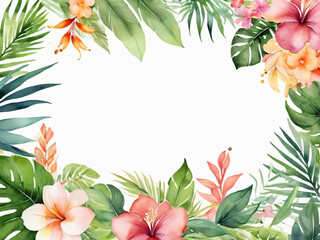 Obraz premium A blank wedding invitation adorned with a watercolor floral frame