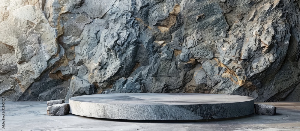 Poster stones used as a backdrop for podium setting with a copy space image