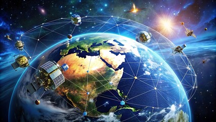 Dynamic Global Satellite Network Illustration
