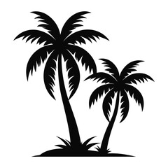 Palm tree silhouette vector illustration with black and white color