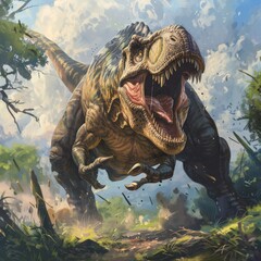 Naklejka premium Tyrannosaurus Rex in the Jungle.