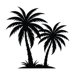 Palm tree silhouette vector illustration with black and white color