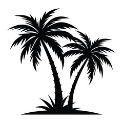 Palm tree silhouette vector illustration with black and white color